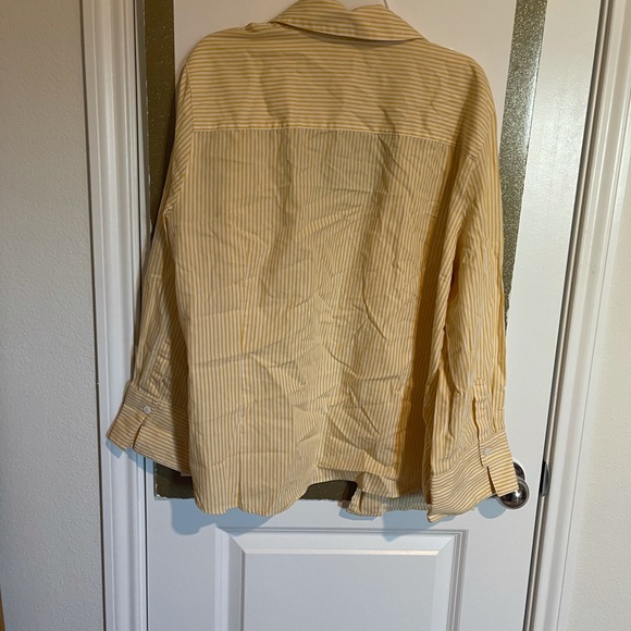 Foxcroft Yellow Stripped Button Up 18 - Picture 2 of 3